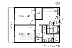 レオパレスプリオール東山2 2Kの間取図画像