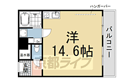 百万遍ハイツ ワンルームの間取図画像