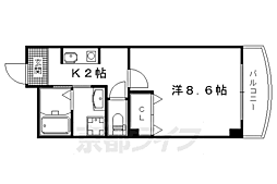 カーサしらかわ 1Kの間取図画像
