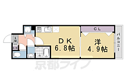 シャイン東山 1DKの間取図画像