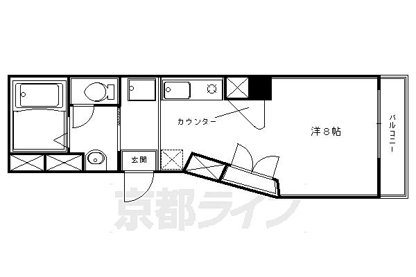 京都府京都市下京区妙伝寺町(賃貸マンション1R・4階・22.10㎡)の写真 その2