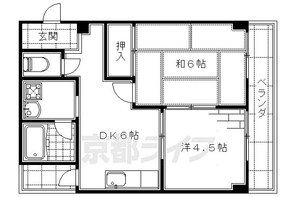 アイシャガール 202｜京都府京都市伏見区桃山井伊掃部西町(賃貸マンション2DK・2階・36.16㎡)の写真 その2