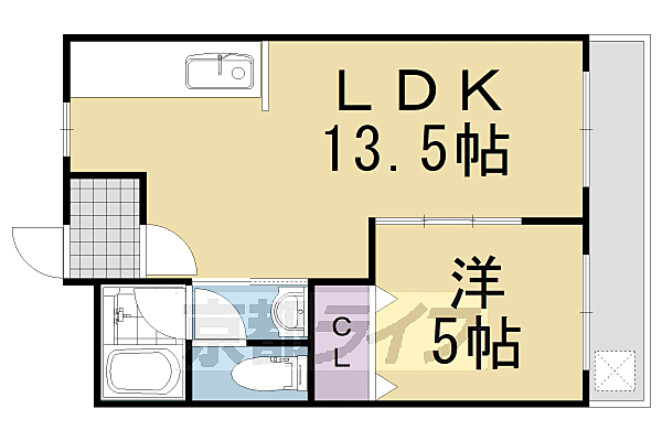 日野ハイツ 101｜京都府長岡京市友岡(賃貸マンション1LDK・1階・39.96㎡)の写真 その2