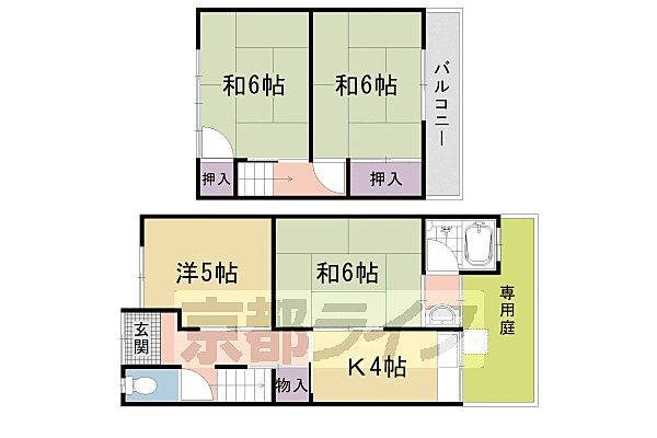 京都府京都市右京区梅津北浦町(賃貸テラスハウス4K・--・58.91㎡)の写真 その2