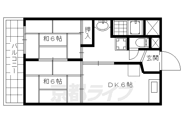 京都府京都市右京区太秦森ケ前町(賃貸マンション2DK・4階・39.76㎡)の写真 その2