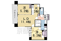 京都市営烏丸線 四条駅 徒歩5分の賃貸マンション 7階2LDKの間取り