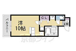 アライブ富小路 2階ワンルームの間取り