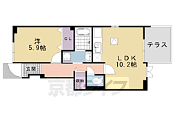 JR山陰本線 嵯峨嵐山駅 徒歩20分の賃貸アパート 1階1LDKの間取り