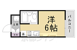 阪急京都本線 西京極駅 徒歩4分の賃貸マンション 3階1Kの間取り