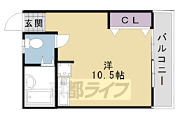 阪急京都本線 桂駅 徒歩25分の賃貸マンション 2階ワンルームの間取り