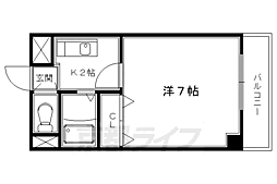 エクセルシャトー 1階1Kの間取り