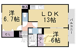 セジュールハピネス 1階2LDKの間取り