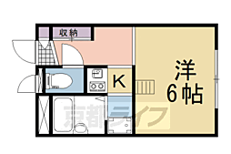 レオパレスフォレスト 2階1Kの間取り