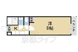 フラッティ烏丸十条 3階1Kの間取り