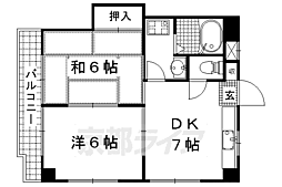 京阪宇治線 桃山南口駅 徒歩8分の賃貸マンション 3階2DKの間取り