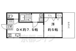 京阪本線 伏見稲荷駅 徒歩7分の賃貸アパート 1階1LDKの間取り