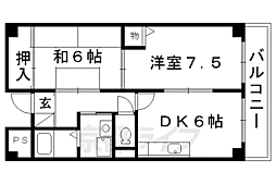 京阪宇治線 桃山南口駅 徒歩3分の賃貸マンション 2階2DKの間取り