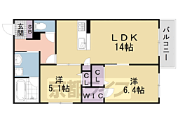 京阪本線 藤森駅 徒歩14分の賃貸アパート 1階2LDKの間取り