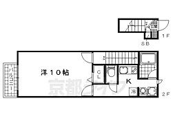 京都地下鉄東西線 醍醐駅 徒歩6分の賃貸アパート 2階1Kの間取り