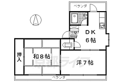 稲荷マンション 2DKの間取図画像