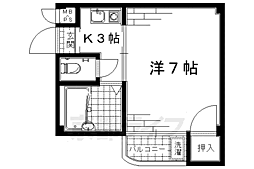 京都市営烏丸線 竹田駅 徒歩6分の賃貸マンション 3階1Kの間取り