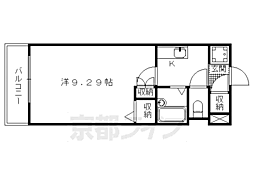 べレヴュー鴨川 3階1Kの間取り