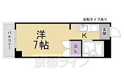 JR山陰本線 太秦駅 徒歩8分の賃貸マンション 3階1Kの間取り