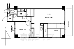 京都地下鉄東西線 京都市役所前駅 徒歩5分の賃貸マンション 6階2LDKの間取り