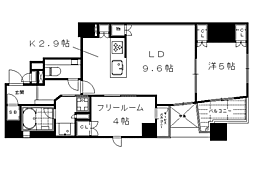 京都市営烏丸線 烏丸御池駅 徒歩5分の賃貸マンション 2階1SLDKの間取り