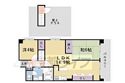 阪急京都本線 西京極駅 徒歩9分の賃貸マンション 7階2LDKの間取り