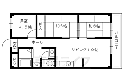 京都市営烏丸線 くいな橋駅 徒歩4分の賃貸マンション 4階3LDKの間取り