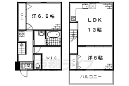 近鉄京都線 向島駅 徒歩11分の賃貸アパート 1階2LDKの間取り