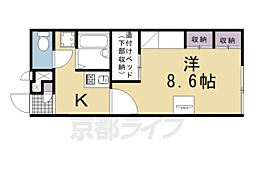 JR東海道・山陽本線 長岡京駅 4kmの賃貸アパート 1階1Kの間取り