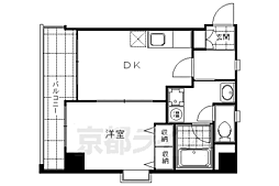 京都市営烏丸線 烏丸御池駅 徒歩3分の賃貸マンション 3階1DKの間取り