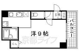 京都市営烏丸線 烏丸御池駅 徒歩10分の賃貸マンション 7階1Kの間取り