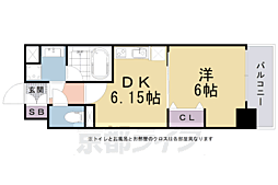 ＣＡＶＡＮＡ九条烏丸 7階1DKの間取り