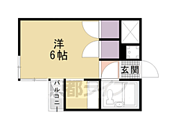 京都市営烏丸線 丸太町駅 徒歩7分の賃貸マンション 1階1Kの間取り
