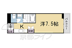 京都市営烏丸線 四条駅 徒歩8分の賃貸マンション 4階1Kの間取り