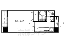 ハウスセゾン四条通 11階1Kの間取り