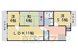 阪急京都本線 桂駅 徒歩18分の賃貸マンション 1階3LDKの間取り