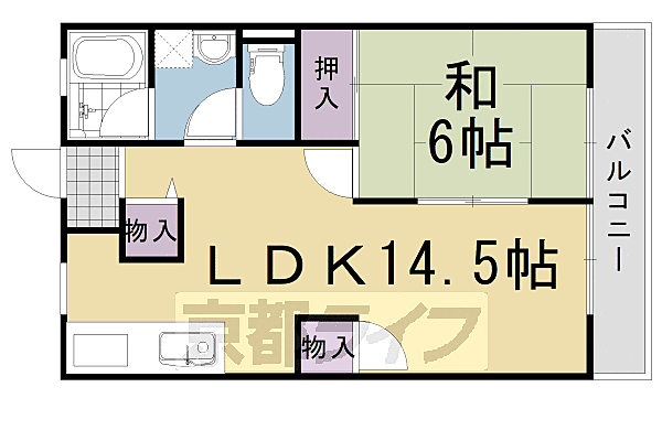 ウエストヒルパートII 202｜京都府長岡京市今里(賃貸アパート1LDK・2階・47.20㎡)の写真 その2