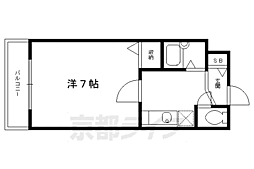 京都市営烏丸線 烏丸御池駅 徒歩4分の賃貸マンション 2階1Kの間取り