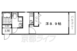 阪急京都本線 西京極駅 徒歩13分の賃貸マンション 2階1Kの間取り