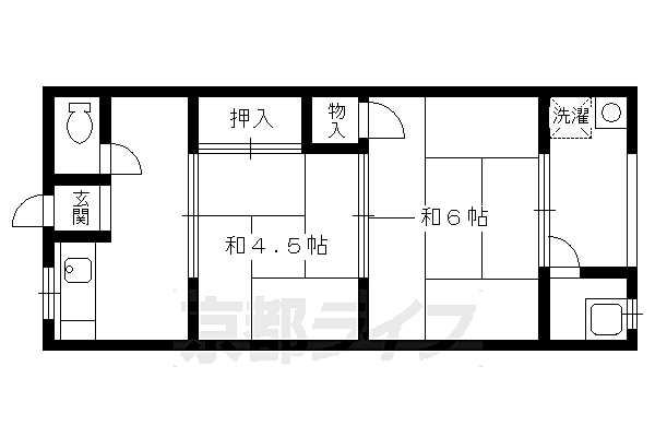 柳本荘 2-9｜京都府向日市寺戸町(賃貸アパート2K・2階・28.74㎡)の写真 その2