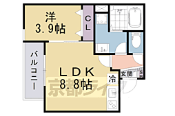 ジーメゾン山科ジュミエ 1LDKの間取図画像