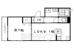 Garden鴨川御所東 1LDKの間取図画像