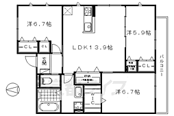 エルメゾン川端 3LDKの間取図画像