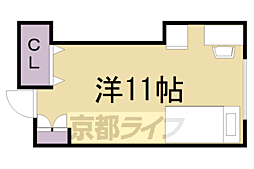 レヴィア北白川 ワンルームの間取図画像