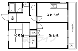 コーポラス吉田 2DKの間取図画像