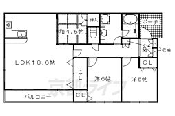 イーグルコート衣笠廬山邸 3LDKの間取図画像